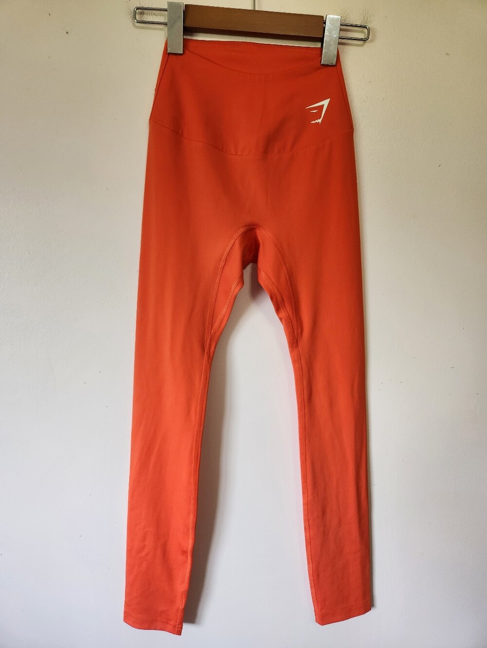 Gymshark Orange High Rise Training Leggings No Front Seam V-Yoke Activewear XS
